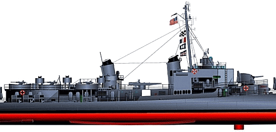 Эсминец USS DD-713 Kenneth D. Bailey [Destroyer] (1946) - чертежи, габариты, рисунки